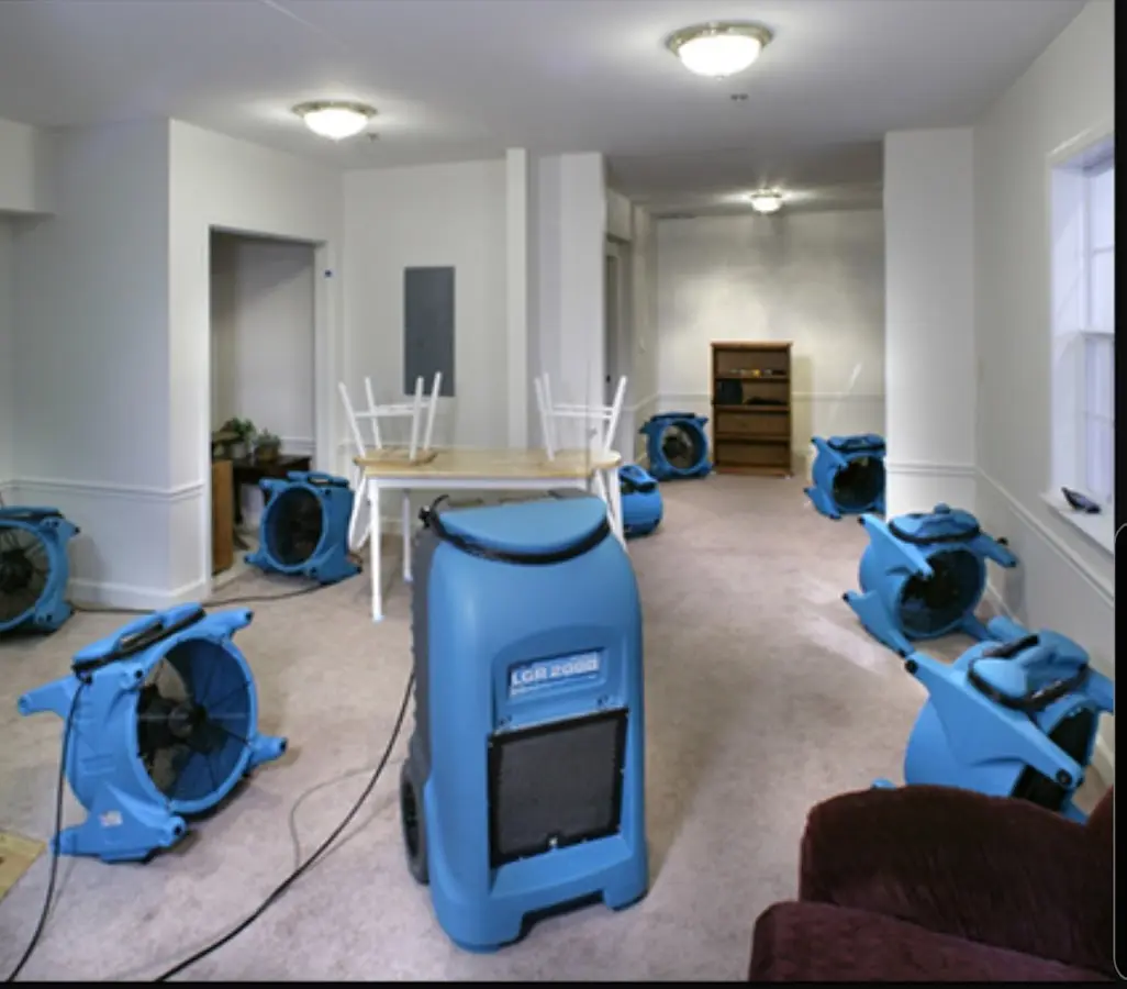 Air movers and dehumidifier setup for Water Damage Restoration in Elmwood Park